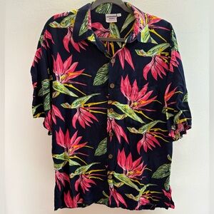 Pineapple Lava Bird Of Paradise Floral Hawaiian Shirt 2XL